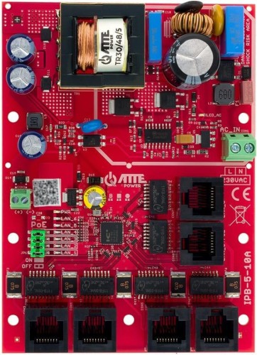 Switch PoE 6 portowy ze zintegrowanym zasilaczem ATTE IPB-5-10A-OF - 3076411