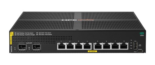 HPE Aruba Networking CX 6000 8p 10M/100M/1G Class4 PoE 2p SFP 1G 67W Switch Zarządzany L2 Gigabit Ethernet (10/100/1000) Obsługa PoE 1U Czarny - 3076460