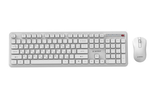 GEMBIRD BEZPRZEWODOWY ZESTAW KLAWIATURY + MYSZ SLIM PRO BUSINESS NA BIURKO,BIAŁY, UKŁAD RU - 3083623