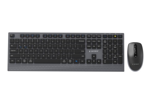 GEMBIRD BEZPRZEWODOWY ZESTAW KLAWIATURY + MYSZ DUAL MODE, 2.4 GHZ + BT, SLIM, UKŁAD US, KOLOR CZARNY - 3083629