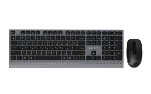 GEMBIRD BEZPRZEWODOWY ZESTAW KLAWIATURY + MYSZ DUAL MODE, 2.4 GHZ + BT, SLIM, UKŁAD RU, KOLOR CZARNY - 3083640