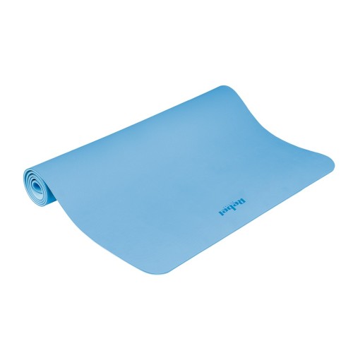 Mata gimnastyczna do ćwiczeń joga, pilates, fitness, 200x115cm, grubość 1cm, materiał TPE, niebieska, REBEL ACTIVE - 3085683