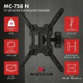 MACLEAN UCHWYT / WIESZAK DO TV LUB MONITORA, MAX. 23-65", MAX. OBCIĄŻENIE 30KG, UNIWERSALNY, MAX. VESA 400X400 MC-758 N - 3090443