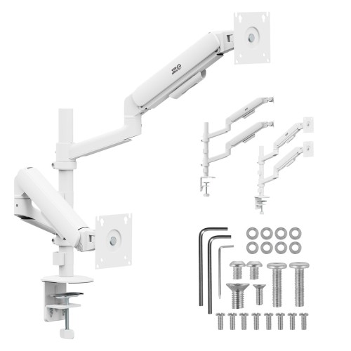 ERGO OFFICE UCHWYT NA 2 MONITORY, SPRĘŻYNA GAZOWA, 17"-32", 1-10KG, BIAŁY MAT ER-692 W - 3090526