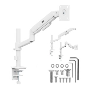 ERGO OFFICE UCHWYT / WIESZAK NA MONITOR SPRĘŻYNA GAZOWA, 17"-32", 1-10KG, BIAŁY MAT, MAX. VESA 100X100 ER-691 W