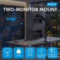ERGO OFFICE UCHWYT / WIESZAK NA 2 MONITORY, SPRĘŻYNA GAZOWA, 17"-32", 1-10KG, CZARNY MAT, ER-692 B - 3090686