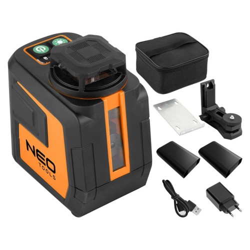 LASER PŁASZCZYZNOWY 20 M 5 LINII ZIELONY ETUI+UCHWYT MAGNET. - 3090831