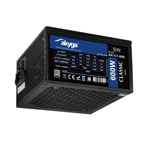 Akyga AK-C1-600 moduł zasilaczy 600 W 24-pin ATX ATX Czarny - 3091432