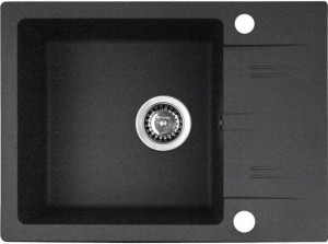 Zlewozmywak PYRAMIS LEFKADA (59x44) 1B 1D czarny + Bateria Lungo volcano Black Edition - 070261111LBE
