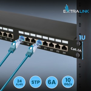 Extralink CAT6A STP | Patchpanel | 24 porty