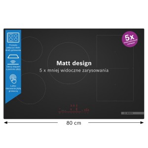 Płyta indukcyjna BOSCH PVW81CHB1E Serie 6 80 cm | PowerBoost | CombiZone | timer | czarny mat | bezramkowa