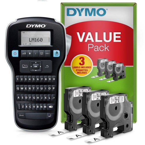 Drukarka etykiet Dymo LM 160 Value Pack +3xS0720530 taśma D1 czarna/biała 12mm (OUTLET) - 2478284