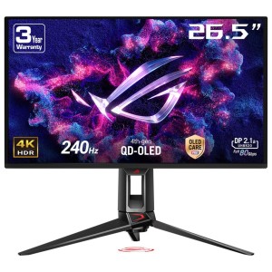 ASUS ROG Swift OLED PG27UCDM gaming monitor ? 27-inch (26.5-inch viewable) 4K QD-OLED panel, 240Hz, 0.03ms (GTG), OLED Anti-Flicker 2.0, custom heatsink, OLED Care Pro, Neo Proximity Sensor, G-SYNC® c