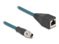 DeLOCK M12 Kabel adaptera z kodowaniem X 8-pinowe męski do żeńskiego RJ45 o długości 50 cm - 2974862