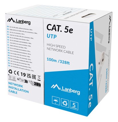 Lanberg LCU5-12CU-0100-S kabel sieciowy Szary 100 m Cat.5/Cat.5e U/UTP (UTP) - 2665221