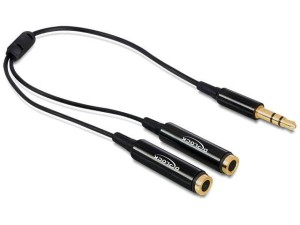 Adapter Delock MiniJack(M) -> 2x MINIJACK(F) 0,25m