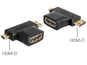 Adapter Delock HDMI-A (F) -> mini HDMI-C + micro HDMI-D (M)