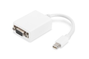 Kabel adapter DIGITUS DisplayPort 1080p 60Hz FHD Typ miniDP/DSUB15 M/Ż biały 0.15m