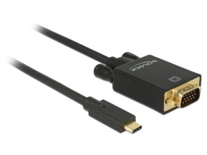 Kabel adapter Delock USB type-C(M) -> VGA(M) 1m czarny