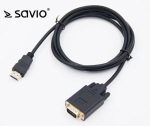 Adapter SAVIO CL-103 (HDMI M - D-Sub (VGA) M; 1,8m; kolor czarny)