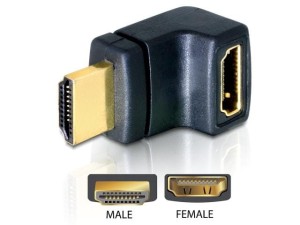 Adapter Delock HDMI- HDMI M/F kątowy prawy czarny