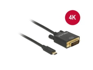 DeLOCK 2m, USB-C/DVI 24+1 zewnętrzna karta graficzna usb 3840 x 2160 px Czarny