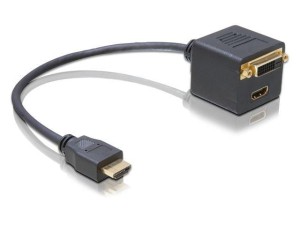 Adapter Delock HDMI(M)->HDMI(F)+DVI-D(F)(24+1) Dual link 0,2m