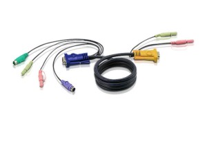 Kabel ATEN 2L-5303P (3m; D-Sub (VGA), Mini Jack x2, PS/2 M - 2x Mini Jack, D-Sub (VGA) M; kolor czarny)