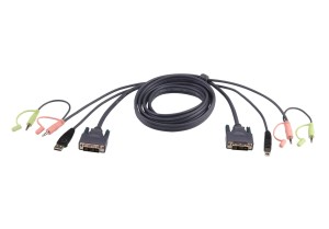 Kabel ATEN 2L-7D03U (3m; DVI-D, Mini Jack x2, USB M - 2x Mini Jack, DVI-D, USB typ B M; kolor czarny)