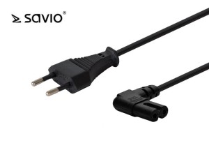 Kabel SAVIO CL-118 (Euro / Euro 2-Pin / IEC 320 C7 M - Euro M; 1,8m; kolor czarny)