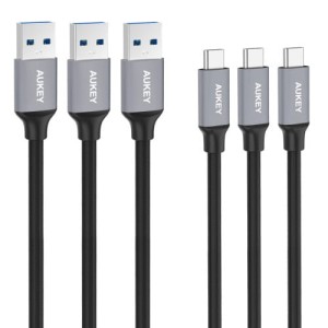 Zestaw kabli AUKEY CB-CMD1 (USB 3.0 - USB typu C ; 1m; kolor czarny)