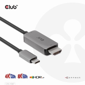 Club3D CAC-1587 USB GEN2 TYPE-C TO HDMI™ 4K120HZ 8K60HZ HDR10+ WITH DSC1.2 ACTIVE CABLE M/M 3M / 9.84FT