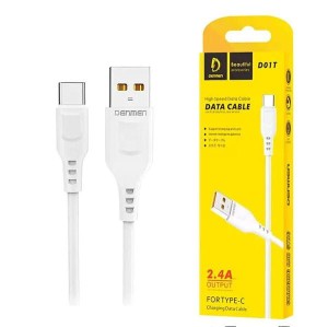 Kabel Denmen D01T USB typ-C 1M biały