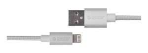 Kabel USB - Lightning Orico LTF-10-V1-SV-BP oplot, srebrny, 2,4 A