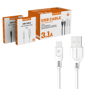 Kabel Somostel SMS-BT09 ECL USB Iphone 3.1A Quick Charger QC 3.0 1m Powerline biały