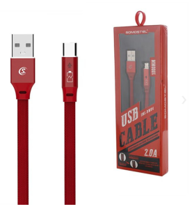SOMOSTEL KABEL TYP-C Z DIODĄ LED I KONTROLĄ ŁADOWANIA. KOLOR CZERWONY ŁADOWNIE, NIEBIESKI KONIEC ŁADOWANIA SMS-BW04