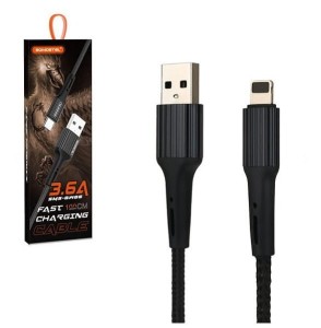 Kabel Somostel SMS-BW06 USB Iphone 3.6A Quick Charger QC 3.0 1m Powerline czarny