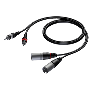 PROCAB KABEL 2 X ZŁĄCZE MĘSKIE XLR – 2 X ZŁĄCZE MĘSKIE RCA/CINCH, 1,5 M