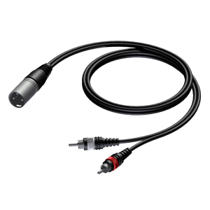 PROCAB KABEL ZŁACZE MĘSKIE XLR – 2 X ZŁĄCZE MĘSKIE RCA/CINCH, 1,5 M