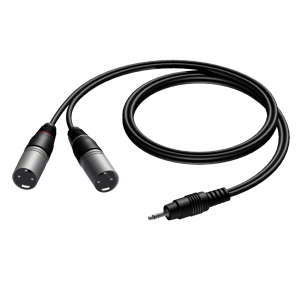 PROCAB KABEL MINI JACK MĘSKI STEREO 3,5 MM – 2 X ZŁĄCZE MĘSKI XLR, 1,5 M