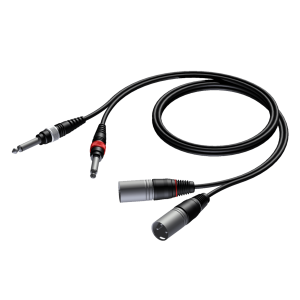 PROCAB KABEL 2 X ZŁĄCZE MĘSKIE XLR – 2 X ZLĄCZE MĘSKIE MONO 6,3 MM, 1,5 M