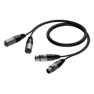 PROCAB KABEL 2 X ZŁĄCZE MĘSKI XLR – 2 X ZŁĄCZE ŻEŃSKIE XLR, 1,5 M