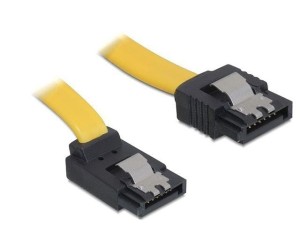Kabel Delock SATA DATA 0,3m z zatrzaskami metalowymi (krótkie wtyczki) kątowy