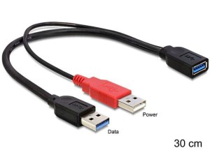 Kabel Delock USB 2x AM-AF 3.0 0,3m