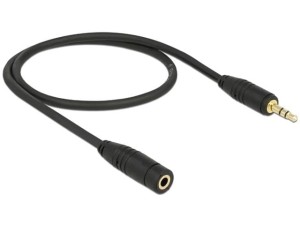 Kabel audio Delock minijack - minijack M/F 3 Pin 0.5m czarny