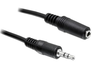Kabel audio Delock minijack - minijack M/F 3 Pin 5m czarny