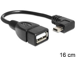 Kabel USB MINI Delock kątowy 90”->USB AM(F) OTG 0,16m
