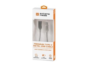 Kabel Natec Extreme Media USB-C - USB-A M/M 1m srebrny metal