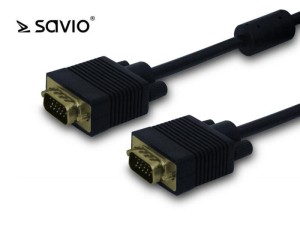 Kabel VGA (M) – VGA (M) ekranowany +2 feryty Savio CL-30 3m