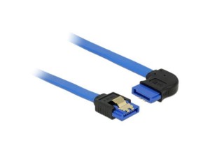 Kabel SATA Delock SATA-III DATA 0,30m z zatrzaskami metalowymi niebieski kątowy prawo/prosto
